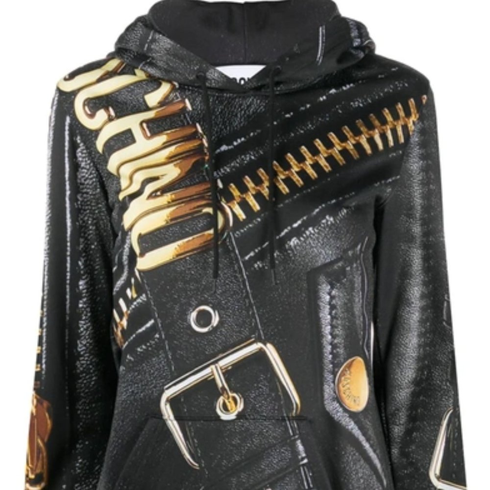 Moschino Macro Biker Print Unisex Hoodie (RUNS SMALL)
